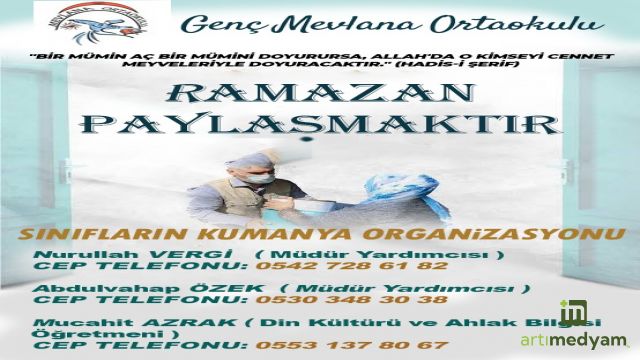 MEVLANA ORTAOKULUNDAN BÜYÜK RAMAZAN YARDIMI KAMPANYASI