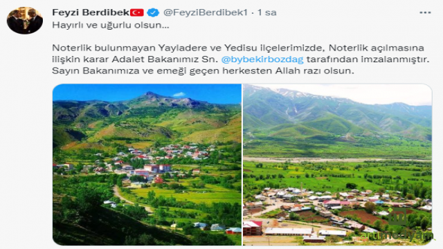 Yedisu ve Yayladere'ye Müjdeyi Berdibek Verdi